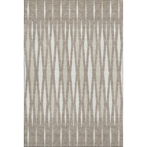 HomeRoots 8' X 10' Taupe and Ivory Geometric Washable Area Rug - Durable, UV-Protected, Stylish for Any Room 670079