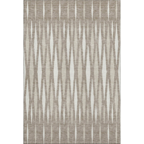 HomeRoots 10' Taupe and Ivory Geometric Area Rug - Washable, UV-Protected, Stain-Resistant for High-Traffic Spaces 670081