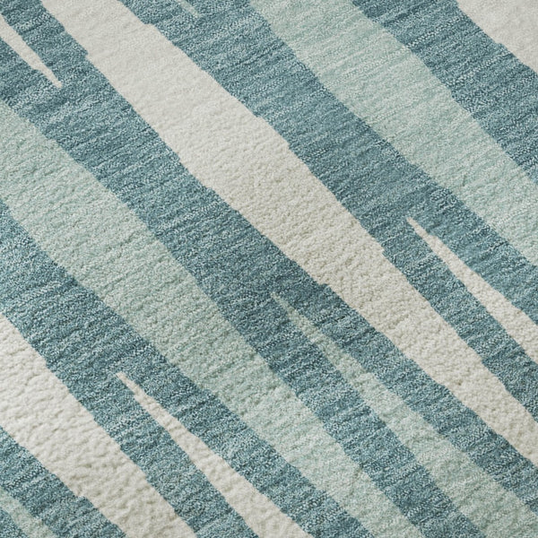 HomeRoots 8' Teal And Ivory Geometric Round Rug - Washable, UV Protective, Durable, Stylish for Any Space! 670084