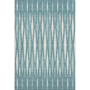 HomeRoots 9' X 12' Teal & Ivory Geometric Area Rug - Washable, UV-Protected, Stylish, Durable for Any Space 670086