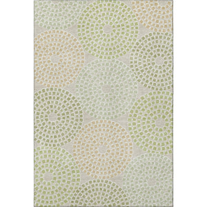 HomeRoots 5' X 8' Artichoke Green Beige Ivory Geometric Rug – Washable, UV-Protected, Stylish & Durable Design 670089