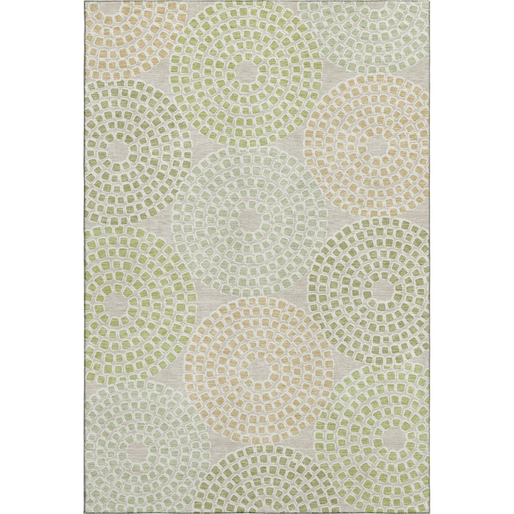 HomeRoots 8' X 10' Stylish Artichoke Green Geometric Area Rug – Machine Washable, Stain Resistant & UV Protected 670091