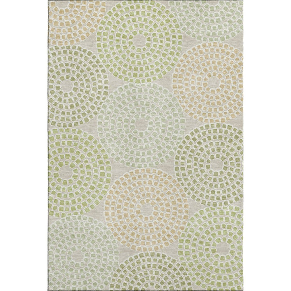 HomeRoots 8' X 10' Stylish Artichoke Green Geometric Area Rug – Machine Washable, Stain Resistant & UV Protected 670091