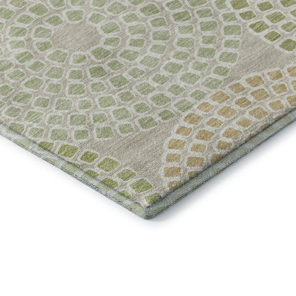 HomeRoots 8' X 10' Stylish Artichoke Green Geometric Area Rug – Machine Washable, Stain Resistant & UV Protected 670091