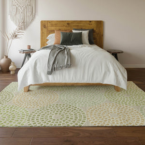 HomeRoots 8' X 10' Stylish Artichoke Green Geometric Area Rug – Machine Washable, Stain Resistant & UV Protected 670091