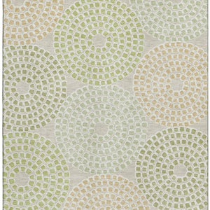HomeRoots 8' X 10' Stylish Artichoke Green Geometric Area Rug – Machine Washable, Stain Resistant & UV Protected 670091