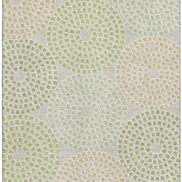 HomeRoots 8' X 10' Stylish Artichoke Green Geometric Area Rug – Machine Washable, Stain Resistant & UV Protected 670091