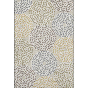 HomeRoots 8' X 10' Beige Gold Gray Geometric Area Rug - Washable, Stain Resistant, UV Protected for Homes 670097