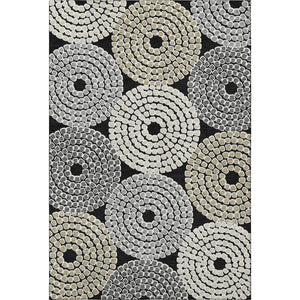 HomeRoots 5' X 8' Stylish Black Beige Ivory Geometric Area Rug – Washable, UV Protected, Easy Care & Durable! 670101