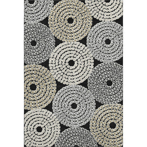 HomeRoots 9' X 12' Geometric Washable Area Rug in Black, Beige & Ivory – UV Protected, Durable, Stylish Decor 670104