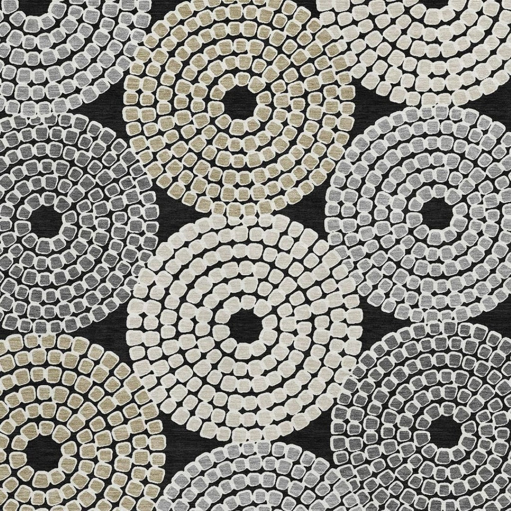 HomeRoots 9' X 12' Geometric Washable Area Rug in Black, Beige & Ivory – UV Protected, Durable, Stylish Decor 670104