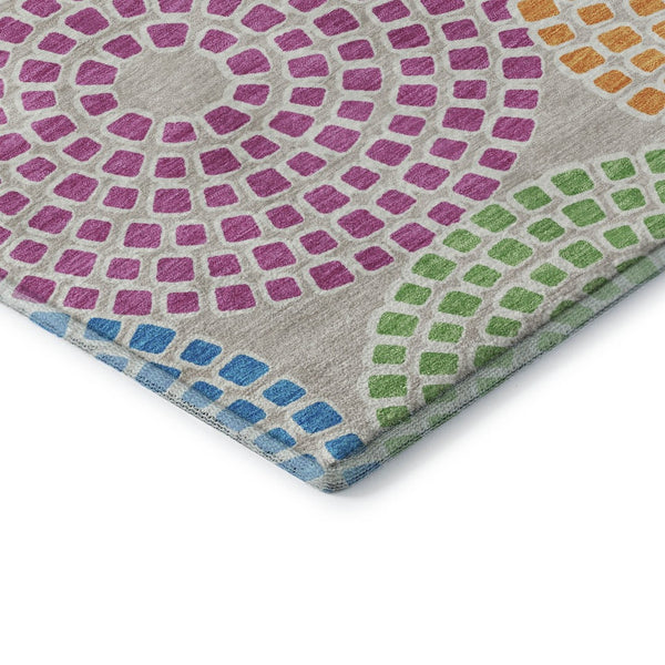 HomeRoots 9' Modern Geometric Cream, Green & Blue Area Rug – Washable, UV Protected & Stain Resistant Design 670110