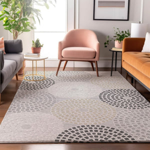 HomeRoots 8' X 10' Stylish Gray Charcoal & Silver Geometric Washable Area Rug with UV Protection & Durability 670115
