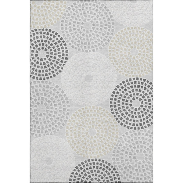 HomeRoots 9' X 12' Gray Charcoal & Silver Geometric Washable Area Rug – Durable, Stain-Resistant, UV Protected! 670116
