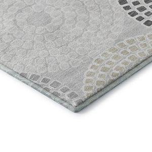 HomeRoots 9' X 12' Gray Charcoal & Silver Geometric Washable Area Rug – Durable, Stain-Resistant, UV Protected! 670116