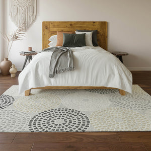 HomeRoots 9' X 12' Gray Charcoal & Silver Geometric Washable Area Rug – Durable, Stain-Resistant, UV Protected! 670116