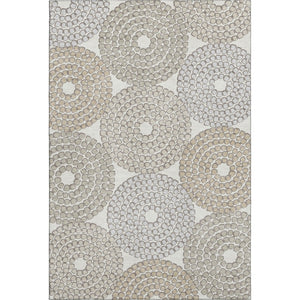 HomeRoots 8' X 10' Washable Geometric Area Rug in Ivory, Beige & Taupe - UV Protected, Stain Resistant Style 670121