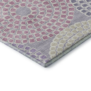HomeRoots 5' X 8' Modern Lavender Gray & Blush Geometric Area Rug - Washable, Durable, UV Protected Elegance 670125