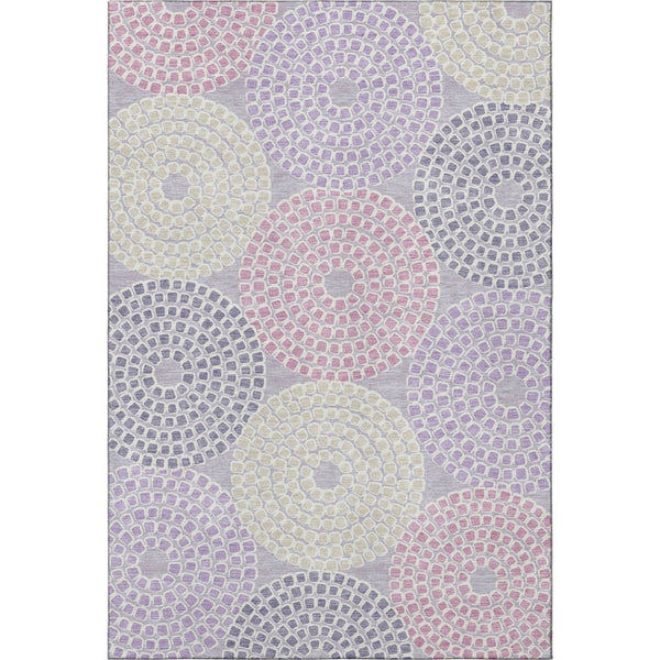 HomeRoots 5' X 8' Modern Lavender Gray & Blush Geometric Area Rug - Washable, Durable, UV Protected Elegance 670125