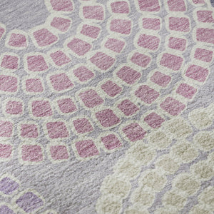 HomeRoots 8' Contemporary Lavender Gray & Blush Round Rug - Washable, UV Protected, Stain Resistant, Non-Slip 670126