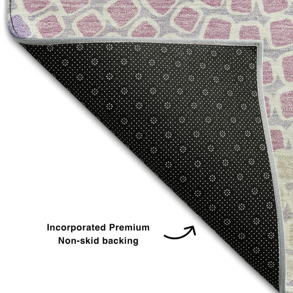 HomeRoots 8' X 10' Geometric Lavender Gray & Blush Washable Area Rug with UV Protection for Stylish Spaces 670127