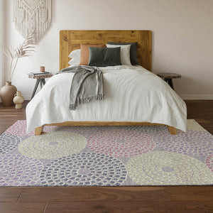 HomeRoots 8' X 10' Geometric Lavender Gray & Blush Washable Area Rug with UV Protection for Stylish Spaces 670127