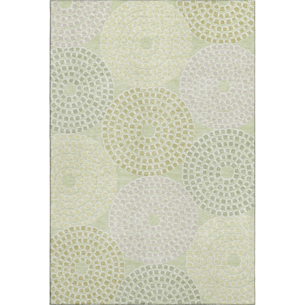 HomeRoots 5' X 8' Stylish Mint Green Geometric Area Rug - Washable, UV Protected, Stain Resistant, Durable Design 670131