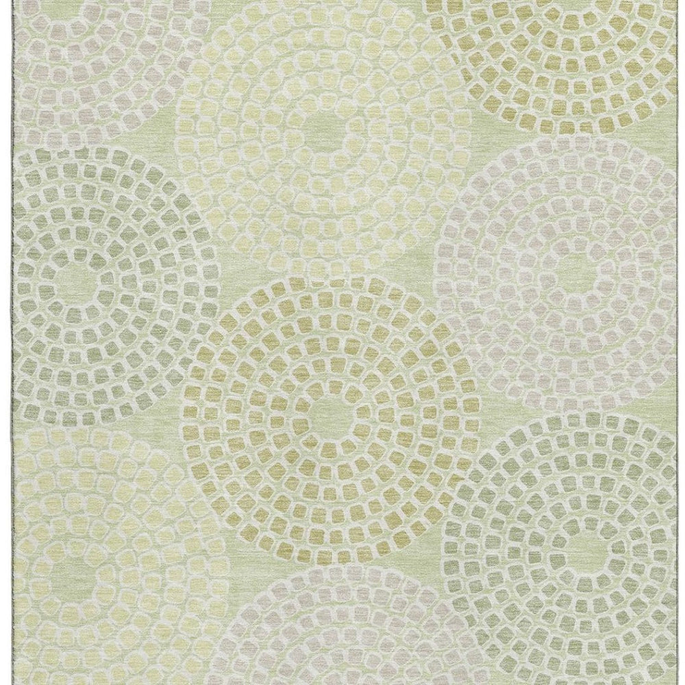 HomeRoots 8' X 10' Stylish Mint Green Geometric Area Rug – Washable & UV Protected for Family-Friendly Spaces 670133