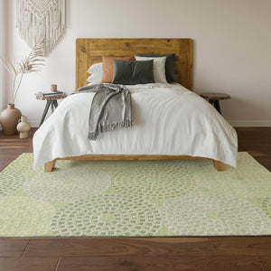 HomeRoots 9' X 12' Stylish Mint Green Geometric Area Rug – Washable, UV-Protected, Perfect for High-Traffic Spaces 670134