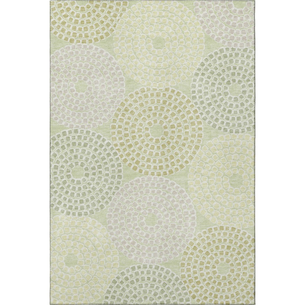 HomeRoots 9' X 12' Stylish Mint Green Geometric Area Rug – Washable, UV-Protected, Perfect for High-Traffic Spaces 670134
