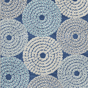 HomeRoots 5' Navy Blue, Gray & Beige Geometric Washable Area Rug with UV Protection for Busy Homes & Style 670137