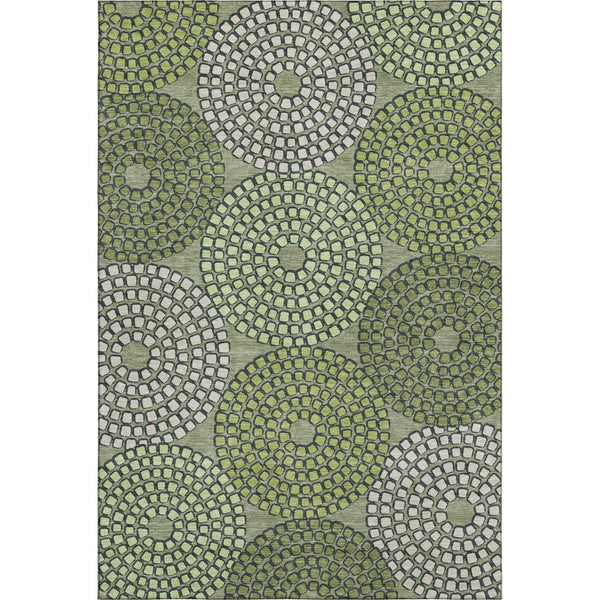HomeRoots 10' Geometric Olive Green and Beige Washable Area Rug - Stylish, UV Protected & Easy Care Essential! 670147