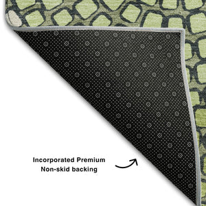 HomeRoots 10' Geometric Olive Green and Beige Washable Area Rug - Stylish, UV Protected & Easy Care Essential! 670147