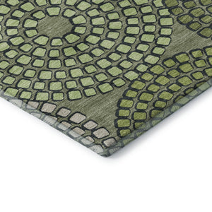 HomeRoots 10' Geometric Olive Green and Beige Washable Area Rug - Stylish, UV Protected & Easy Care Essential! 670147