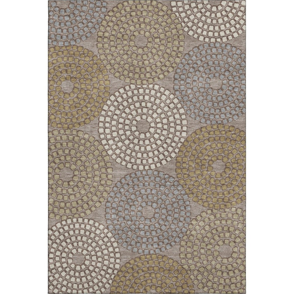 HomeRoots 8' X 10' Stylish Taupe Beige & Gray Geometric Area Rug - Washable, UV Protected, Stain Resistant! 670151