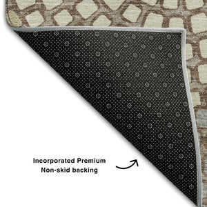HomeRoots 8' X 10' Stylish Taupe Beige & Gray Geometric Area Rug - Washable, UV Protected, Stain Resistant! 670151