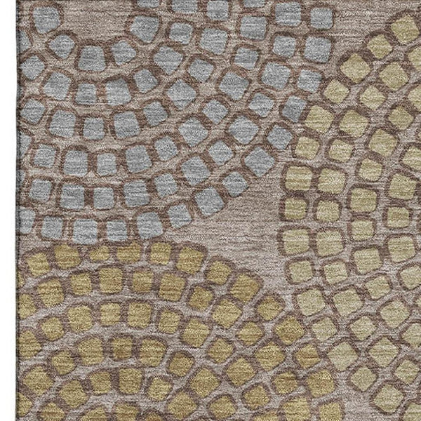 HomeRoots 8' X 10' Stylish Taupe Beige & Gray Geometric Area Rug - Washable, UV Protected, Stain Resistant! 670151