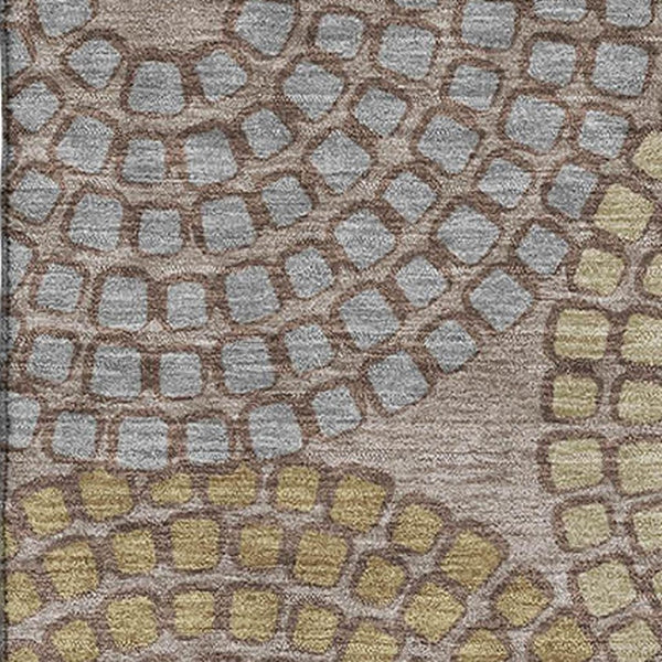 HomeRoots 9' X 12' Stylish Taupe Beige & Gray Geometric Washable Area Rug with UV Protection for High-Traffic Homes 670152