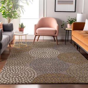 HomeRoots 10' Geometric Washable Area Rug in Taupe, Beige & Gray - UV Protected, Durable for High-Traffic Spaces 670153