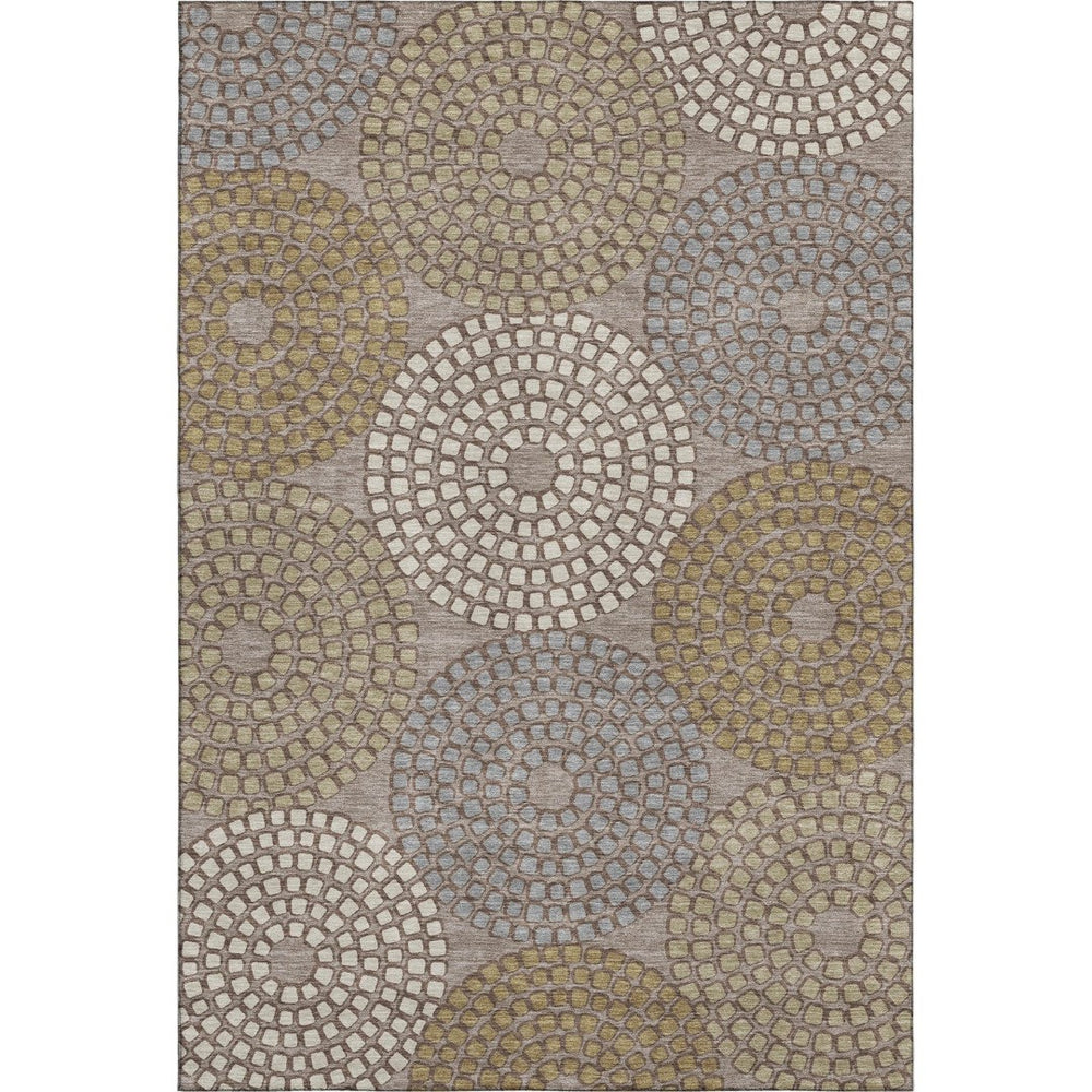 HomeRoots 10' Geometric Washable Area Rug in Taupe, Beige & Gray - UV Protected, Durable for High-Traffic Spaces 670153