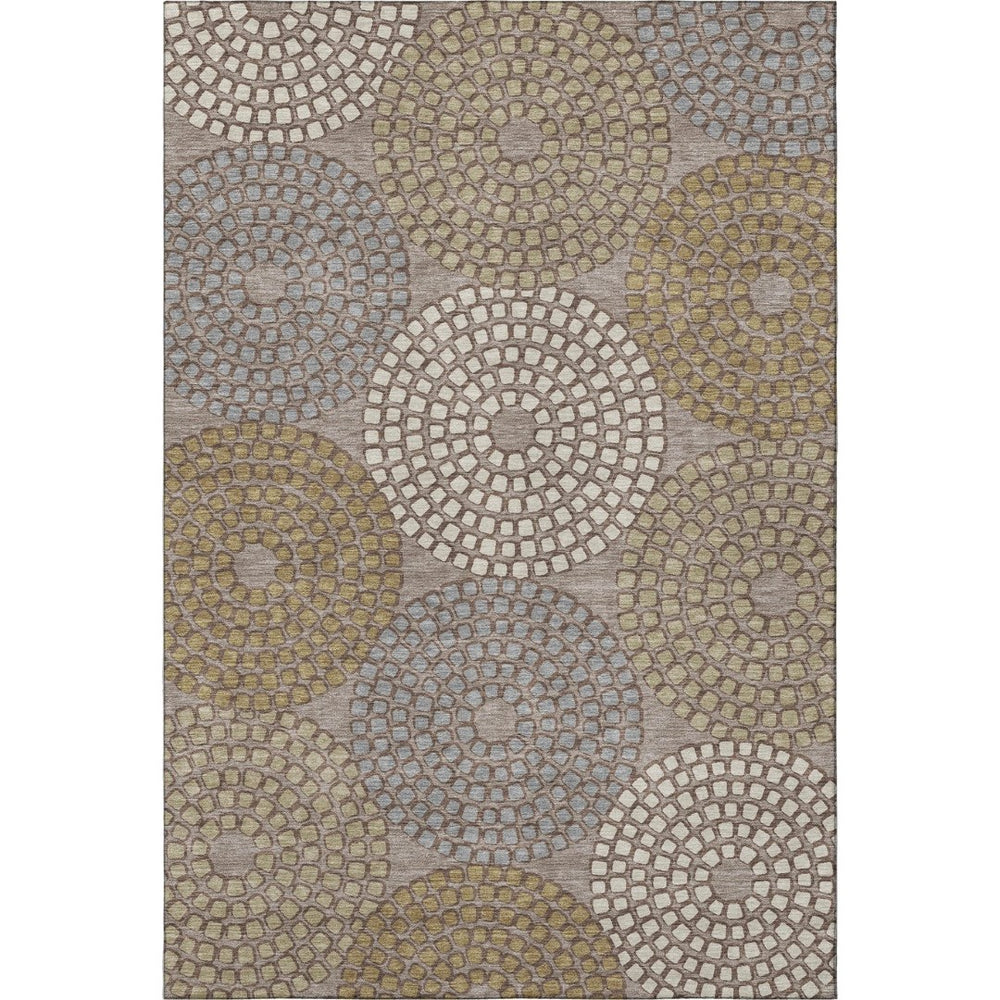 HomeRoots 10' Geometric Washable Area Rug in Taupe, Beige & Gray - UV Protected, Durable for High-Traffic Spaces 670153