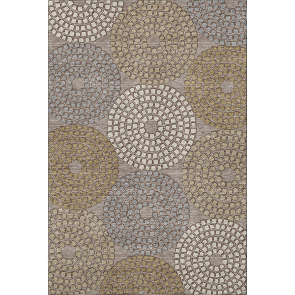 HomeRoots 10' Geometric Washable Area Rug in Taupe, Beige & Gray - UV Protected, Durable for High-Traffic Spaces 670153