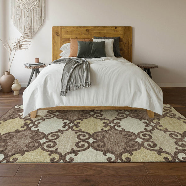 HomeRoots 10' X 14' Trellis Area Rug - Washable, Stain Resistant, UV Protected, Perfect for Busy Homes & Pets 670171
