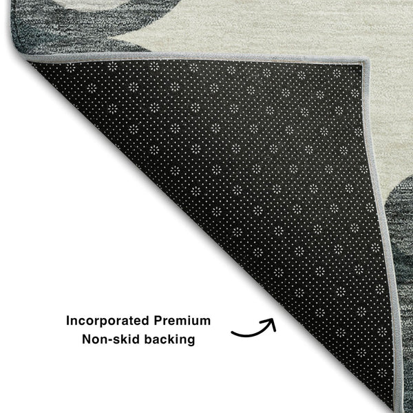 HomeRoots 8' X 10' Stylish Gray Charcoal & Silver Trellis Area Rug - Washable, UV-Protected for Active Homes 670181