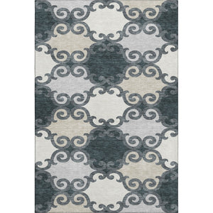 HomeRoots 10' Gray Charcoal & Silver Trellis Machine-Washable Area Rug with UV Protection for Indoor/Outdoor Use 670183