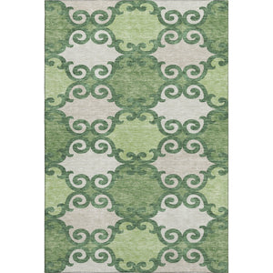 HomeRoots 8' X 10' Trellis Area Rug in Green, Beige & Ivory – Washable, UV-Protected, Kid & Pet Friendly! 670187
