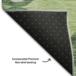 HomeRoots 8' X 10' Trellis Area Rug in Green, Beige & Ivory – Washable, UV-Protected, Kid & Pet Friendly! 670187