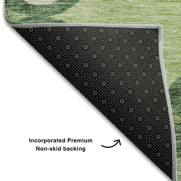 HomeRoots 8' X 10' Trellis Area Rug in Green, Beige & Ivory – Washable, UV-Protected, Kid & Pet Friendly! 670187