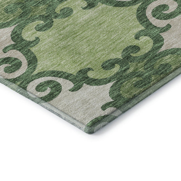 HomeRoots 8' X 10' Trellis Area Rug in Green, Beige & Ivory – Washable, UV-Protected, Kid & Pet Friendly! 670187
