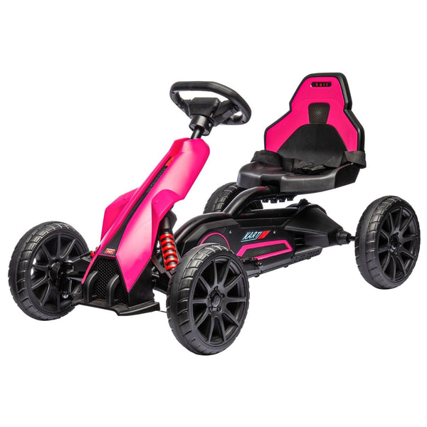 English Elm Aosom Kids Pedal Go Kart with Swing Axle Handbrake and Adjustable Seat for Ages 3 to 8 W2225P217196